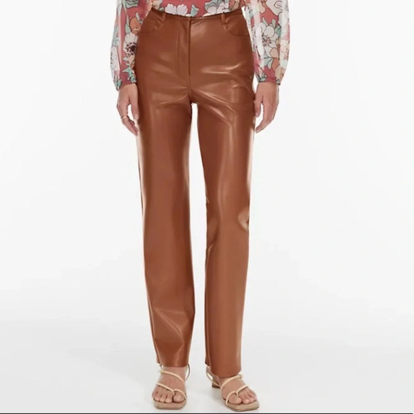 Aritzia Brown Vegan Leather Pants - Picture 1 of 7